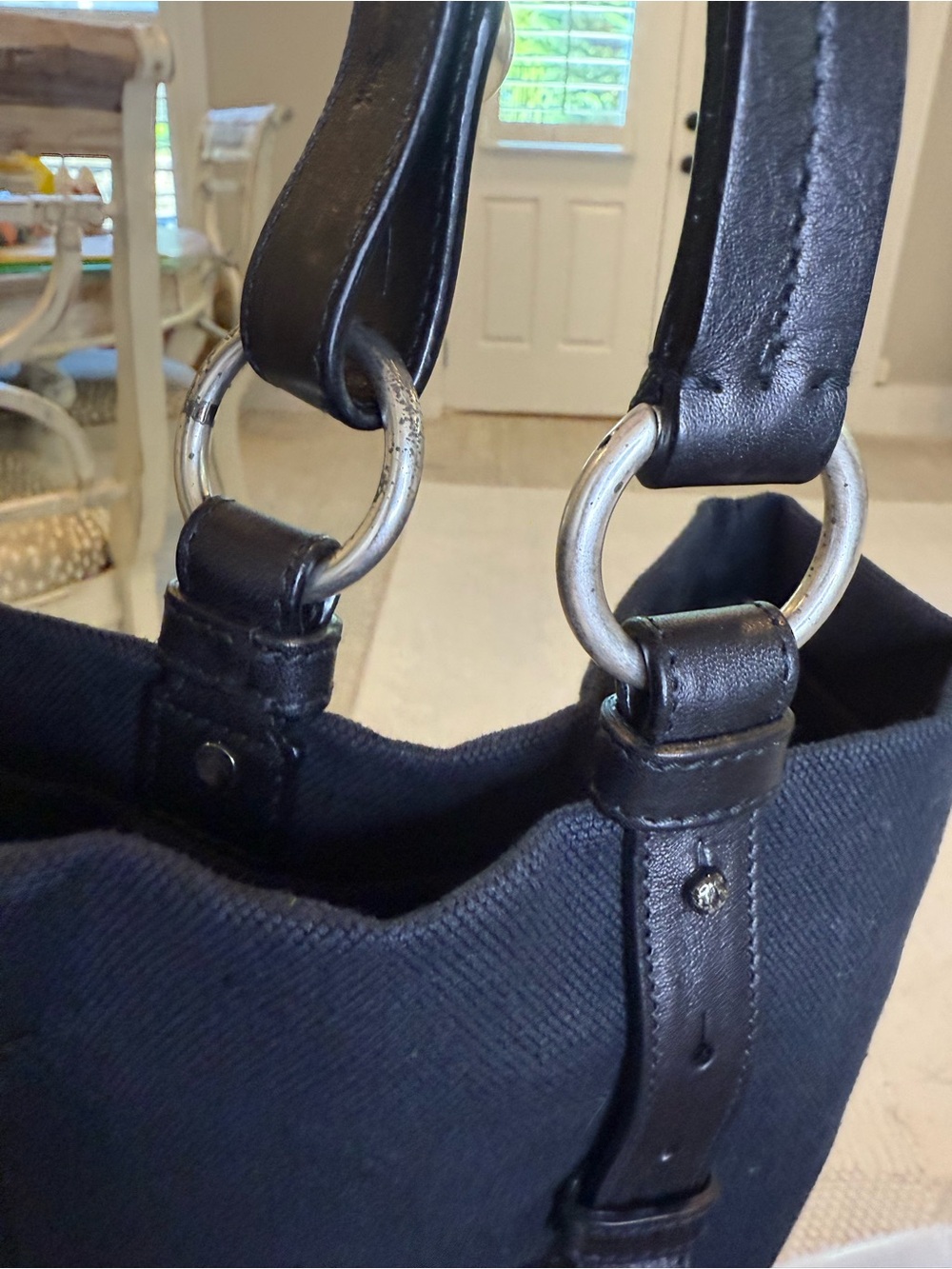 Saint Laurent Black Canvas Tote with Leather Handles - Picture 6 of 13